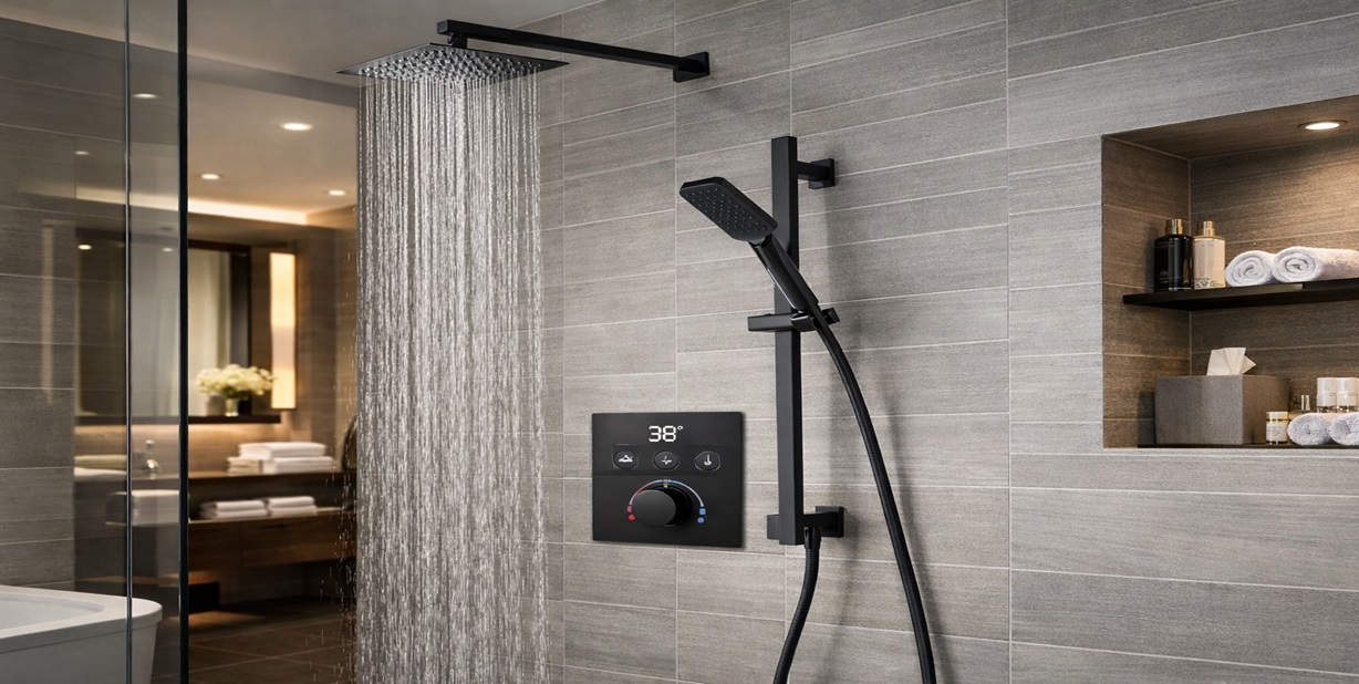 Digital shower set with valve and trim